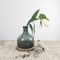 Recycled round glass vase in blue gray